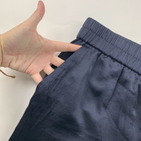 Express Dark Navy Satin Wide Leg Pull On Pant XL - Picture 3 of 7